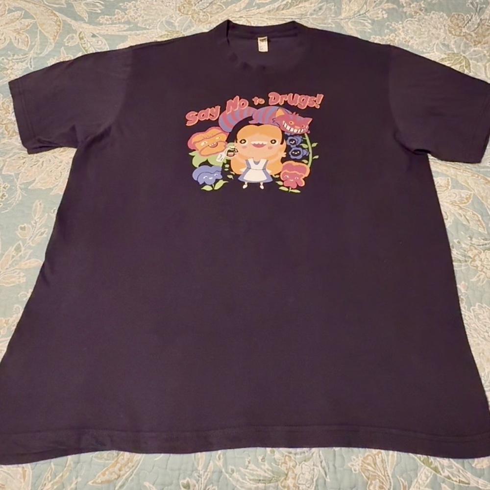 American Apparel vintage say no to drugs tshirt, sz xl, navy, used.